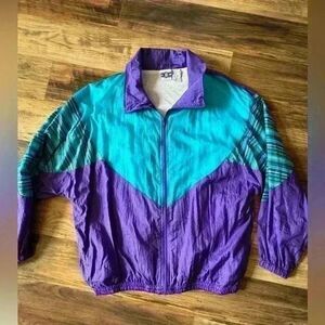 Vintage Size XL Pro Spirit‎ 90's Nylon Zip Up Track Jacket Blue/Purple/Teal